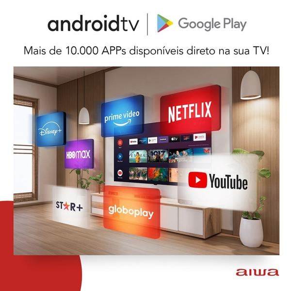 Smart TV 50 polegadas, 4K Ultra HD, Android TV, Borda infinita, Bluetooth, Wi-Fi, HDMI, Bivolt, 5026-01, Aiwa CX 1 UN