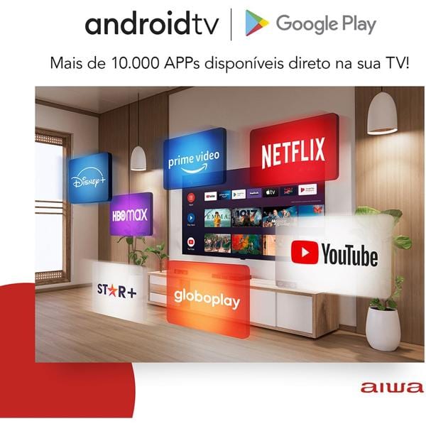 Smart TV 55 polegadas, 4K Ultra HD, Android TV, Borda infinita, Bluetooth, Wi-Fi, HDMI, Bivolt, 5504-01, Aiwa CX 1 UN