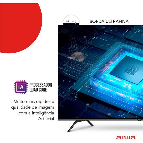 Smart TV 55 polegadas, 4K Ultra HD, Android TV, Borda infinita, Bluetooth, Wi-Fi, HDMI, Bivolt, 5504-01, Aiwa CX 1 UN