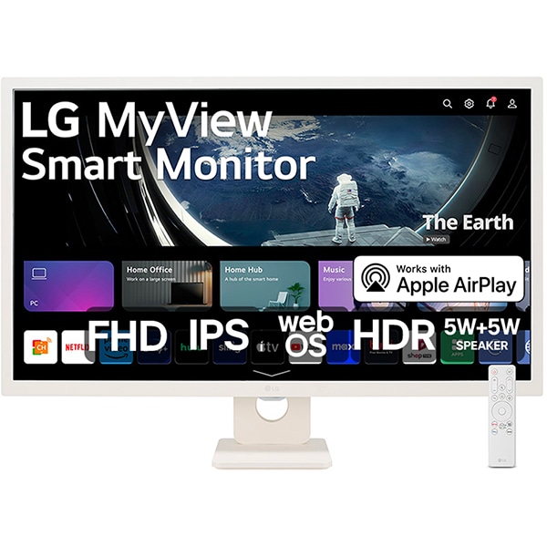 Monitor My View Smart com Tela LED FULL HD IPS de 32" Widescreen, Controle Remoto, Tempo de Resposta de 8ms, Taxa de Atualização de 60Hz, HDMI, 32SR50F-W - LG - CX 1 UN