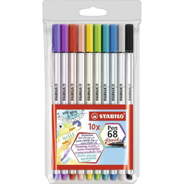 Caneta pincel Brush Pen 10 cores 568/10-11 46.9223 Stabilo BT 1 UN