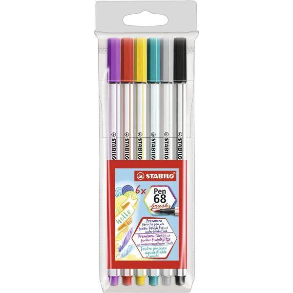 Caneta pincel Brush Pen 6 cores 568/06-11 46.9222 Stabilo BT 1 UN