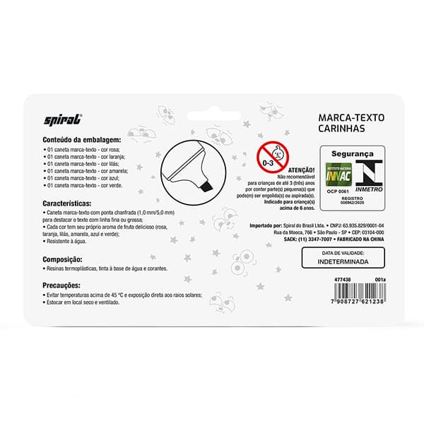 Pincel marca texto 6 cores HY282400 Spiral BT 6 UN