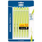 Marca Texto Com Ponta Chanfrada, Leve 12 Pague 9, Amarelo, Oval - CX 12 UN