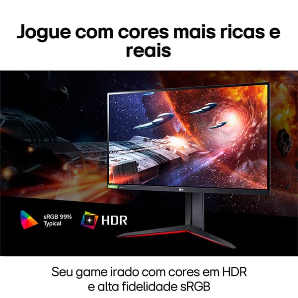 Monitor Gamer LG UltraGear 24", Tela LED IPS Full HD com Taxa de atualização de 144Hz, Tempo de Resposta de 1ms, Conexões HDMI e DisplayPort - 24GN60R-B - CX 1 UN