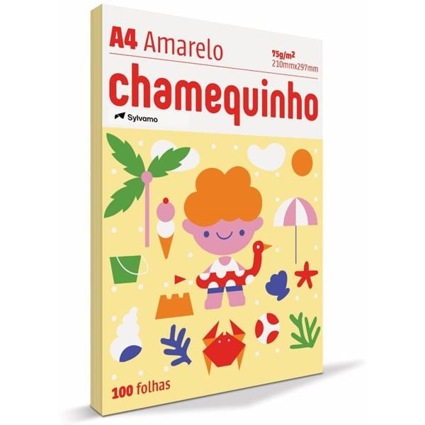 Papel Sulfite Amarelo A4 75g 210mmx297mm Chamequinho PT 100 FL