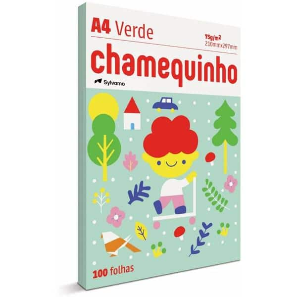 Papel Sulfite Verde A4 75g 210mmx297mm Chamequinho PT 100 FL