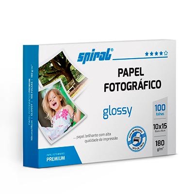 Papel fotográfico 10x15cm 180g glossy paper G180-100 Spiral PT 100 FL