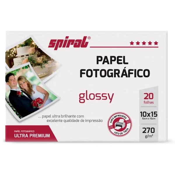 Papel fotográfico 10x15cm 270g glossy paper G270G-20 Spiral PT 20 FL