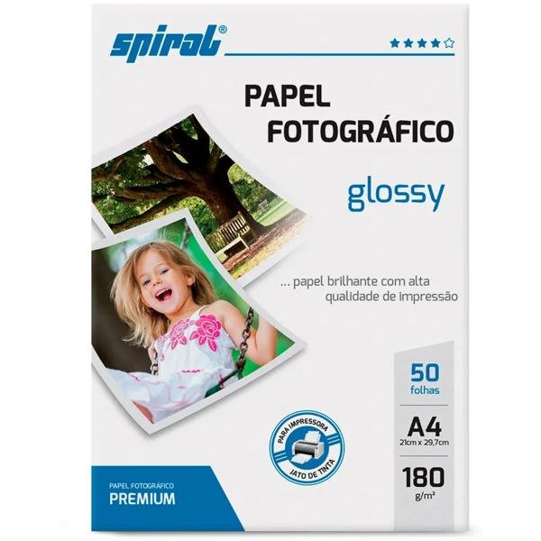 Papel fotográfico A4 180g glossy paper G180-50 Spiral PT 50 FL