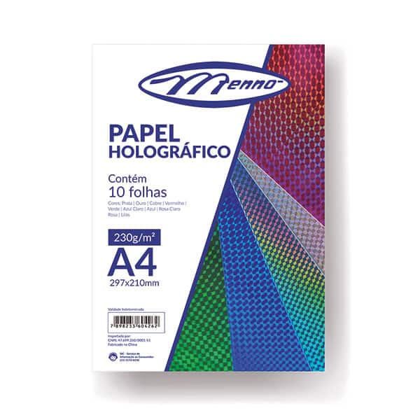 Papel holográfico 230g c/10cores MP 217 Menno PT 1 UN