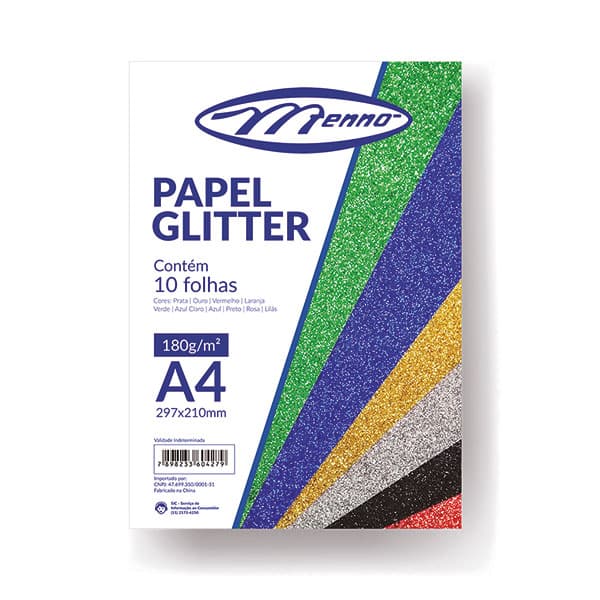 Papel glitter 180g c/10 cores MP 212 Menno PT 1 UN