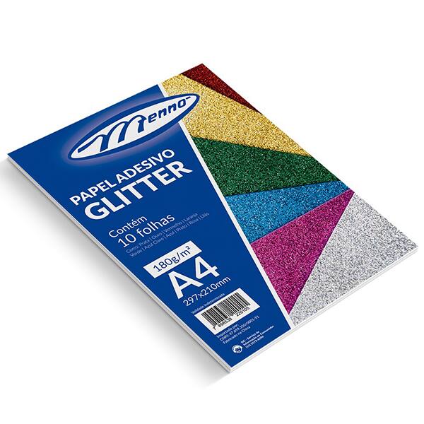 Papel glitter adesivo 180gr c/10 cores MP 212A Menno PT 10 FL