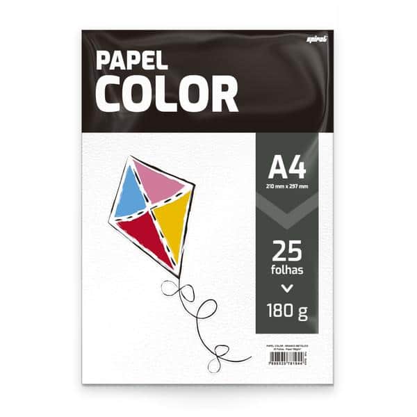 Papel 180g 210x297 color branco metálico 81944 Spiral PT 25 FL Papel 180g 210x297 color branco metálico 81944 Spiral PT 25 FL