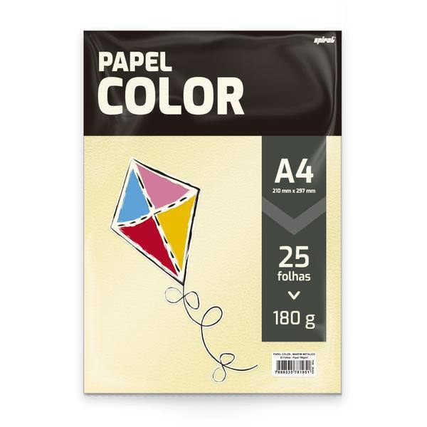 Papel 180g 210x297 color marfim metálico 81951 Spiral PT 25 FL Papel 180g 210x297 color marfim metálico 81951 Spiral PT 25 FL