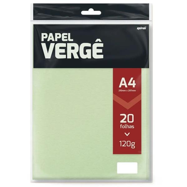 Papel 120g 210x297 A4, vergê verde claro 81937, Spiral - PT 50 FL