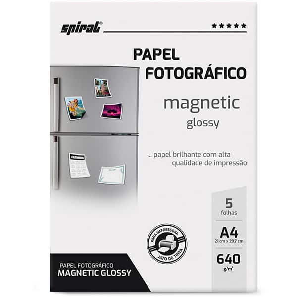 Papel Fotográfico Glossy Magnético, A4, 640g, MG640-5, Spiral - PT 5 FL