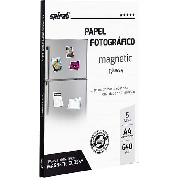 Papel Fotográfico Glossy Magnético, A4, 640g, MG640-5, Spiral - PT 5 FL