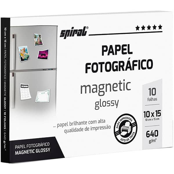 Papel Fotográfico Glossy Magnético, 10 x15cm, 640g, MG640-10, Spiral - PT 10 FL