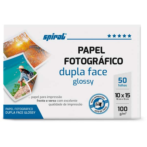 Papel Fotográfico Glossy Dupla Face, 10 x 15cm, G100-50, Spiral - PT 100 FL