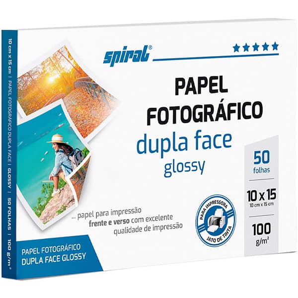 Papel Fotográfico Glossy Dupla Face, 10 x 15cm, G100-50, Spiral - PT 100 FL