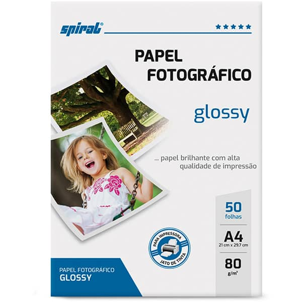 Papel Fotográfico Glossy, A4, 80g, G80-50, Spiral - PT 50 FL