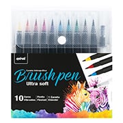 Caneta hidrográfica Brush Pen Ultra Soft, 10 cores + Caneta Blender, Spiral - BT 11 UN