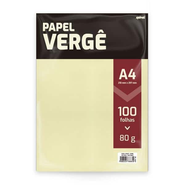 Papel 80g 210x297 vergê creme Spiral PT 100 FL Papel 80g 210x297 vergê creme Spiral PT 100 FL