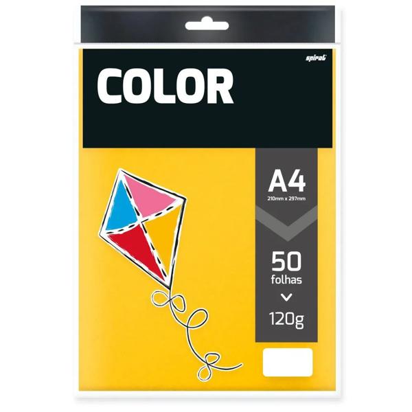 Papel 120g 210x297 A4, color amarelo, Spiral - PT 50 FL