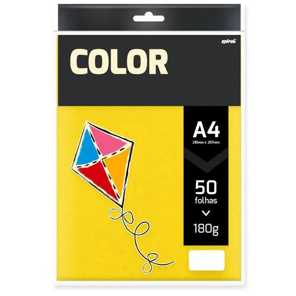 Papel 180g 210x297 A4, color amarelo, Spiral - PT 50 FL