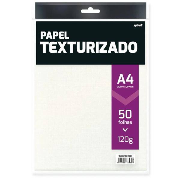 Papel 120g 210x297 A4, linho branco, Spiral - PT 50 FL