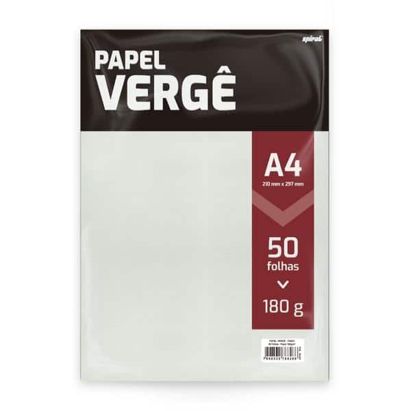 Papel 180g 210x297 A4, vergê cinza, Spiral - PT 50 FL