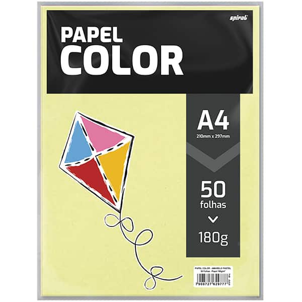 Papel 180g 210x297 color amarelo pastel Spiral PT 50 UN