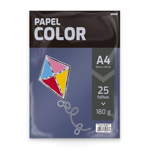 Papel 180g 210x297 color azul marinho metálico 2549607 Spiral PT 25 UN Papel 180g 210x297 color azul marinho metálico 2549607 Spiral PT 25 UN