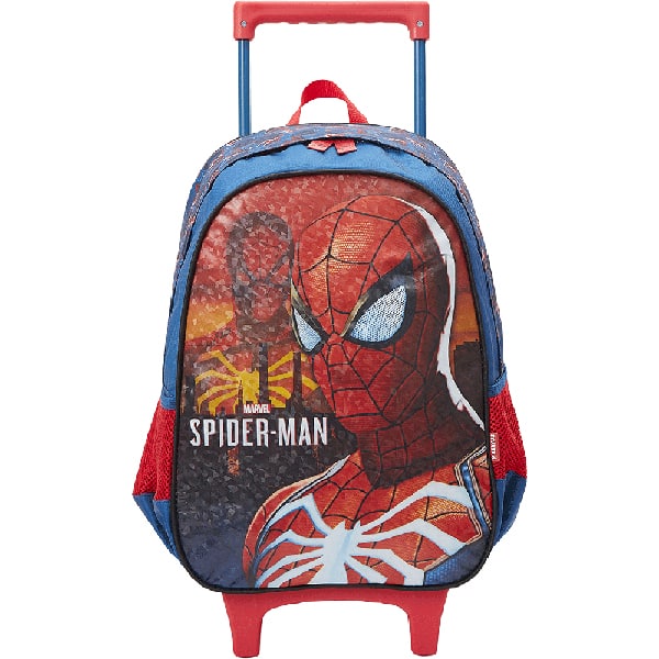 Mochila com rodas em poliéster, Homem Aranha Spiderman Marvel, 13350, Xeryus - PT 1 UN