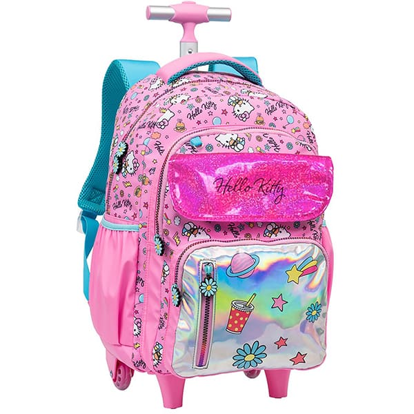 Mochila escolar com rodas, Hello Kitty, 15410, Xeryus - PT 1 UN Mochila escolar com rodas, Hello Kitty, 15410, Xeryus - PT 1 UN