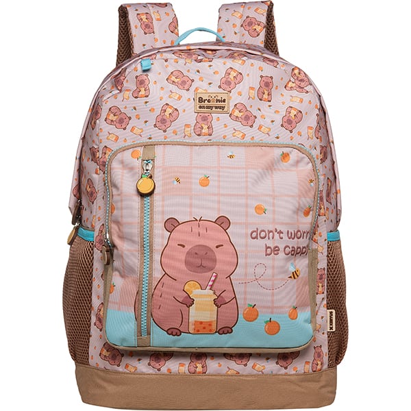 Mochila escolar em poliéster, College Brownie Capivara, 15862, Xeryus - PT 1 UN