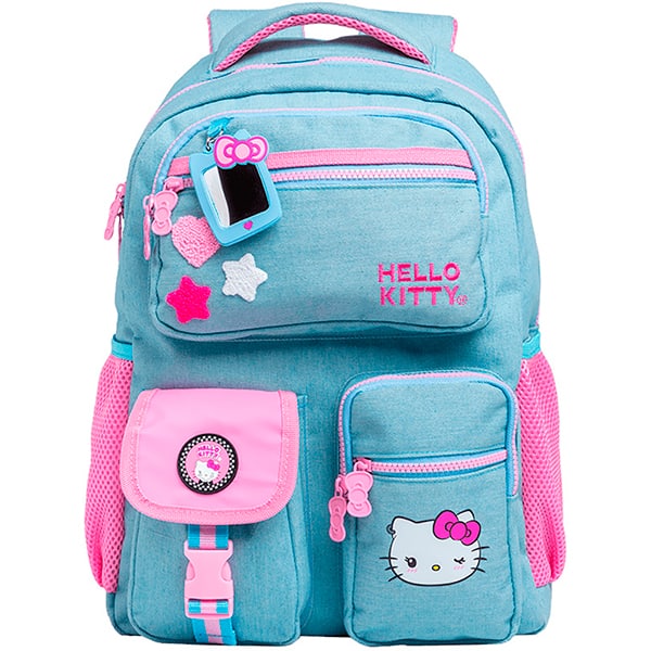 Mochila escolar em poliéster, Hello Kitty Tween, Jeans, 15982, Xeryus - PT 1 UN