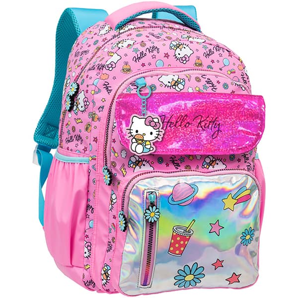 Mochila escolar em poliéster, Hello Kitty Tween,Metalic Patches, 15412, Xeryus - PT 1 UN Mochila escolar em poliéster, Hello Kitty Tween,Metalic Patches, 15412, Xeryus - PT 1 UN