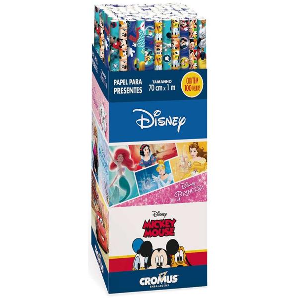 Papel para presente em rolo 70x100cm Disney 12000041 Cromus PT 1 UN