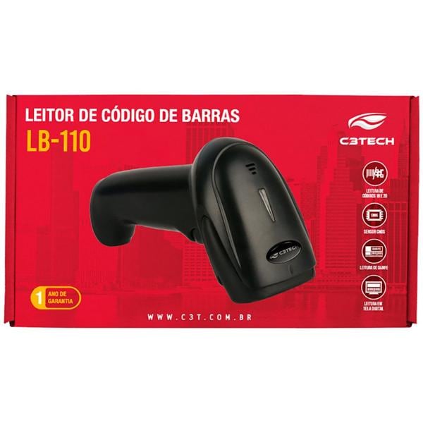 Leitor de código de barras 2D Sensor CMOS, USB Sem Fio, LB-W110BK, C3Tech - CX 1 UN