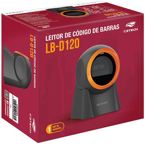 Leitor de código de barras 1D/2D USB, Preto, LB-D120BK, C3Tech - CX 1 UN