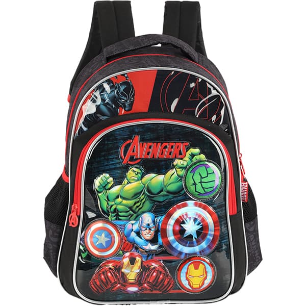 Mochila escolar em poliéster, Avengers, Preto, IS41611AG, Luxcel - PT 1 UN