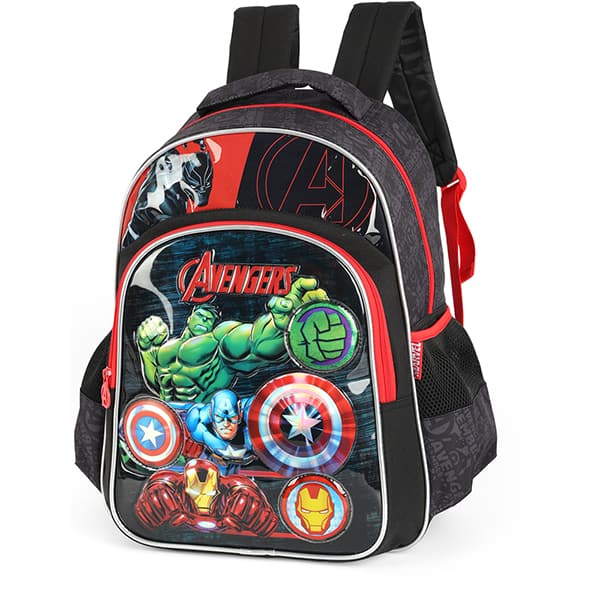 Mochila escolar em poliéster, Avengers, Preto, IS41611AG, Luxcel - PT 1 UN