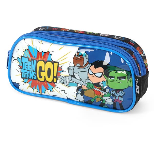 Estojo Escolar duplo em poliéster, Teen titans Go, EI41254TG, Luxcel - PT 1 UN