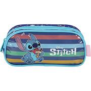 Estojo Escolar Duplo em Poliéster Stitch Disney Azul EI41534SC Luxcel - PT 1 UN