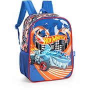 Mochila escolar em poliéster, Hot Wheels, Azul, IS41511HW, Luxcel - PT 1 UN