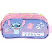 Estojo Escolar Triplo em Poliéster Stitch Disney, EI41544SC, Luxcel - PT 1 UN