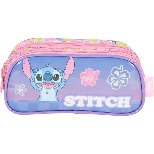 Estojo Escolar Triplo em Poliéster Stitch Disney, EI41544SC, Luxcel - PT 1 UN