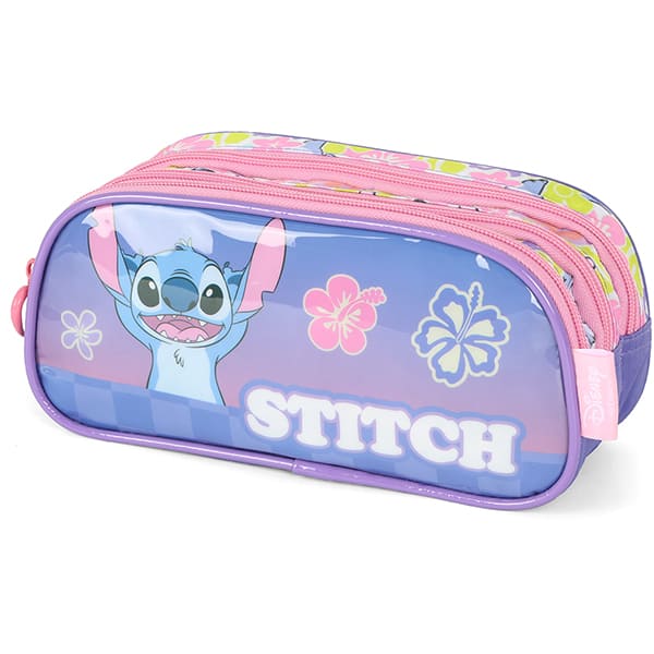 Estojo Escolar Triplo em Poliéster Stitch Disney, EI41544SC, Luxcel - PT 1 UN